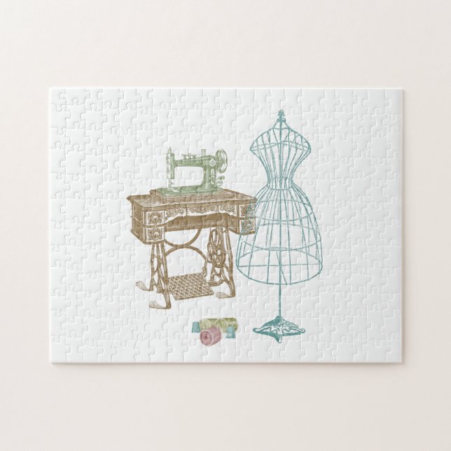 Puzzle Kit Antiguo Dressmaker Ilustracion de coser de épo (Horizontal)