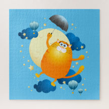 Kitten lindo volando con paraguas