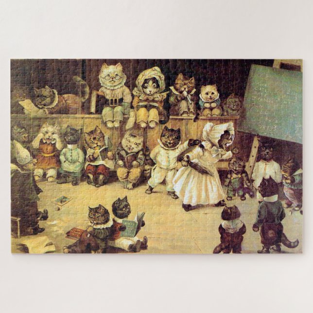 Puzzle Kittens of a Cat's School, Louis Wain (Horizontal)