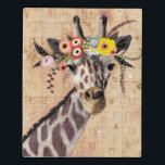Puzzle Klimt Giraffe | Corona De Flores<br><div class="desc">Esta imagen muestra una jirafa dulce adornada con una corona de flores | Por Victoria Borges. ID de la imagen: 128245GG</div>