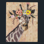 Puzzle Klimt Giraffe | Corona De Flores<br><div class="desc">Esta imagen muestra una jirafa dulce adornada con una corona de flores | Por Victoria Borges. ID de la imagen: 128245GG</div>