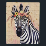Puzzle Klimt Zebra | Adornadas En Flores<br><div class="desc">Esta impresión muestra una cebra dulce adornada con una corona de flores | Por Victoria Borges</div>