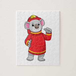 Puzzle Koala como bombero con casco