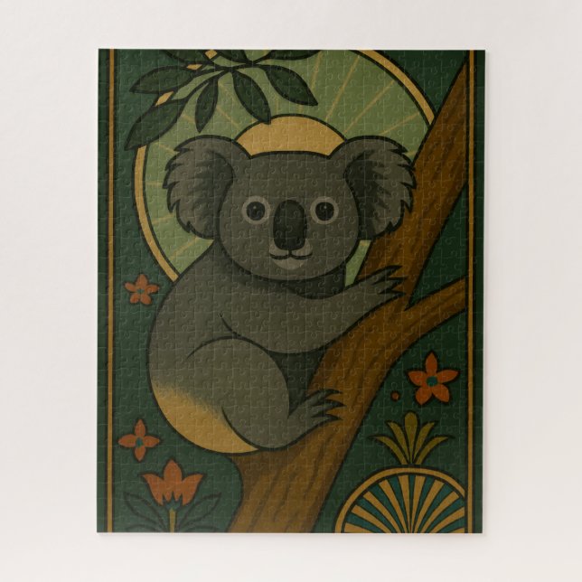 Puzzle Koala ornamental en Mandala Botánica (Vertical)