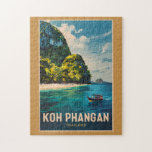 Puzzle Koh Phangan Tailandia Viaje a la intemperie<br><div class="desc">Diseño de viaje vector retro de Koh Phangan. Ko Pha-ngan es una isla en el Golfo de Tailandia en la provincia Surat Thani del sur de Tailandia.</div>