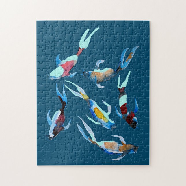Puzzle Koi Fish watercolor (Vertical)