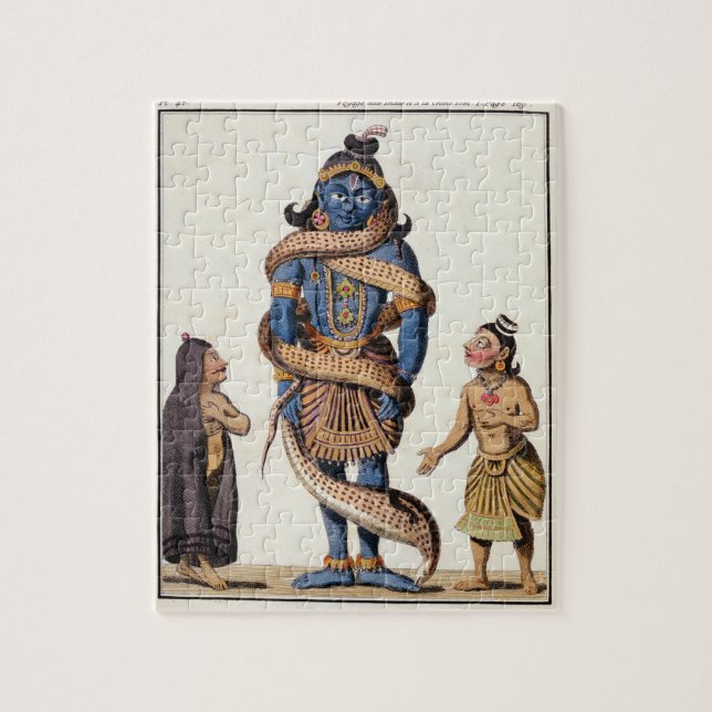 Puzzle Krishna exprimió por la serpiente de Kaliya, de (Vertical)