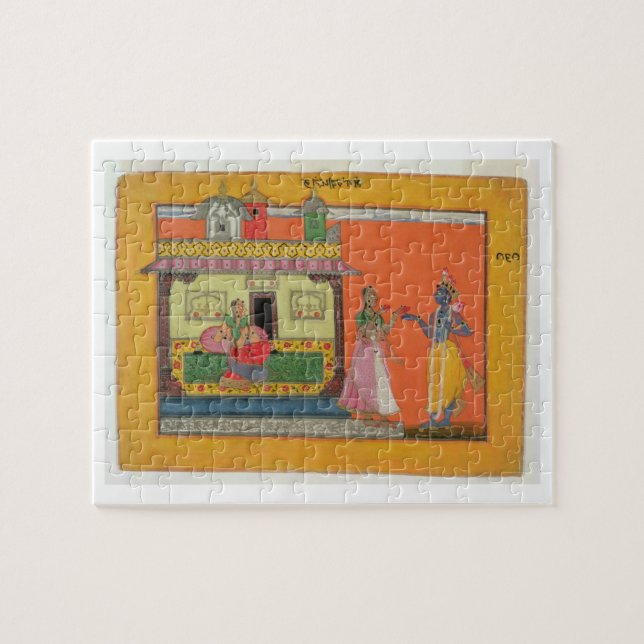Puzzle Krishna que llega la casa de Radha, ilustracion (Horizontal)