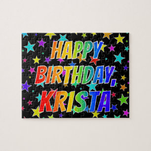 Puzzle "KRISTA" Nombre, Diversión "FELIZ CUMPLEAÑOS"