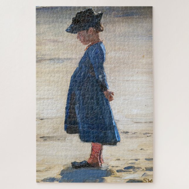 Puzzle Kroyer - Niña pequeña de pie en la playa Skagen (Vertical)