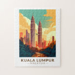 Puzzle Kuala Lumpur Malasia Viaje de arte<br><div class="desc">Diseño de viaje retro en Kuala Lumpur. La ciudad también alberga monumentos de la era colonial británica,  como la estación de tren de Kuala Lumpur y el edificio Sultan Abdul Samad.</div>