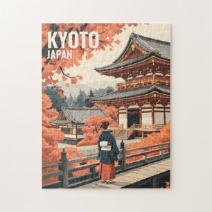 Puzzle Kyoto Japón Viaje Otoño Templo Retro Personalizado