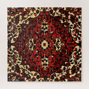 Puzzle La alfombra persa se ve en rojo oscuro y crema