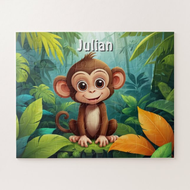 Puzzle La aventura del mono de la jungla personalizada (Horizontal)