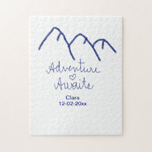 Puzzle La aventura espera corazón de montaña azul agregar