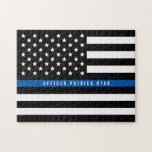 Puzzle La bandera americana fina de Blue Line de la<br><div class="desc">Esto limpia la línea azul fina características del rompecabezas una línea azul fina de la policía blanco y negro que la bandera americana personaliza substituyendo nombre de la muestra por el nombre de su propio oficial. Hace un gran regalo.</div>