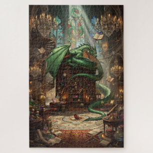 Puzzle La Biblioteca del Dragón Olvidado Arte Fantástico