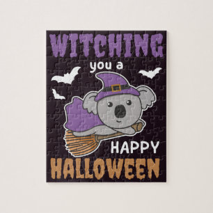 Puzzle La bruja de Koala te ve un feliz jigsaw de Hallowe