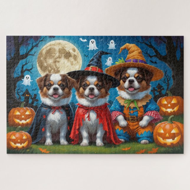 Puzzle La calabaza de perros chinos japoneses Halloween e (Horizontal)
