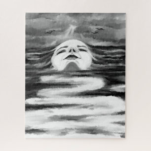 Puzzle La Cara del Océano - Negro y Blanco - Dibujo Abstr
