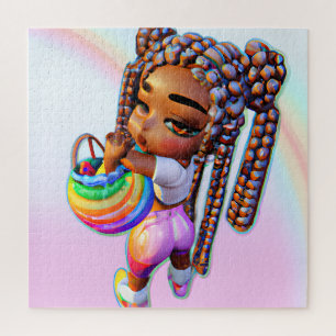 Puzzle La caza de huevos en Pascua Chica negro Chicas Mel