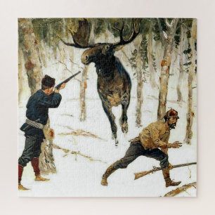 Puzzle La caza del alce por Frederic Remington