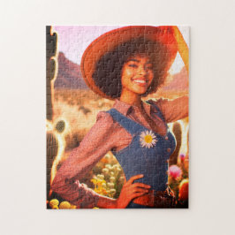 Puzzle La chica bonita en el desierto florecido Adulto