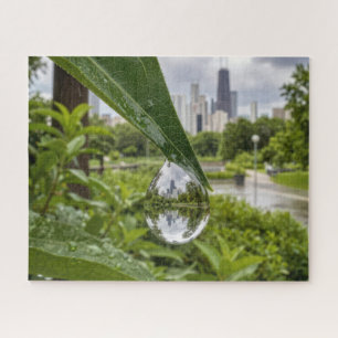 Puzzle La ciudad de Chicago reflejada en una gota de lluv