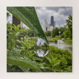Puzzle La ciudad de Chicago reflejada en una gota de lluv