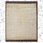 Puzzle La Constitución de los Estados Unidos, nosotros el<br><div class="desc">Primera página de la Constitución de los Estados Unidos de América. Nosotros, el pueblo de los Estados Unidos, con el fin de formar una Unión más perfecta, establecer justicia, asegurar la tranquilidad doméstica, proveer la defensa común, promover el bienestar general, y asegurar las Bendiciones de la Libertad para nosotros mismos...</div>