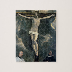 Puzzle La crucifixión con dos donantes, c.1580 (aceite en