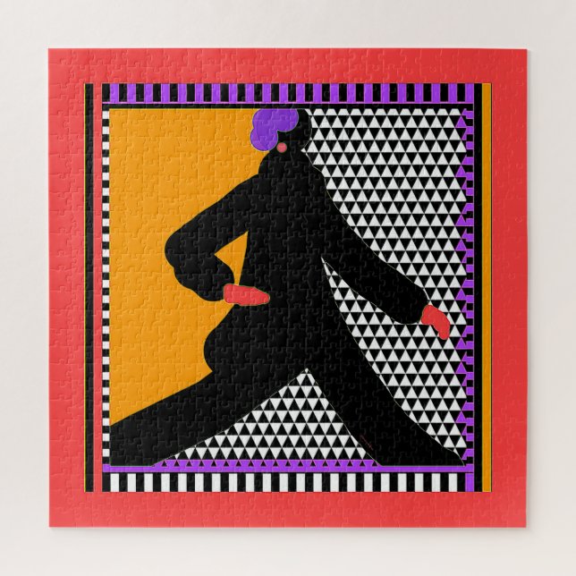 Puzzle La Dama En Marcha En Rojo De Chevron Negro (Vertical)