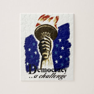 Puzzle La democracia un desafío, Poster con la antorcha d