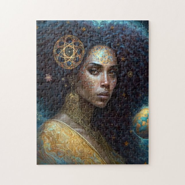 Puzzle La diosa negra afroamericana reina arte de fantasí (Vertical)