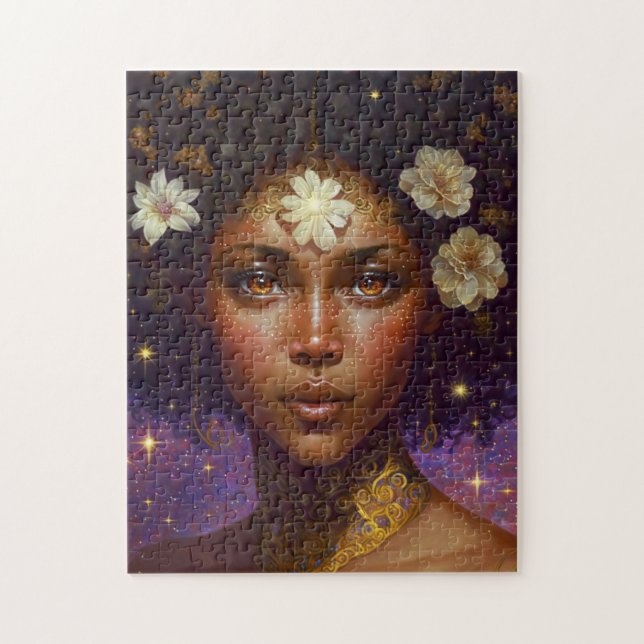 Puzzle La diosa negra afroamericana reina arte de fantasí (Vertical)