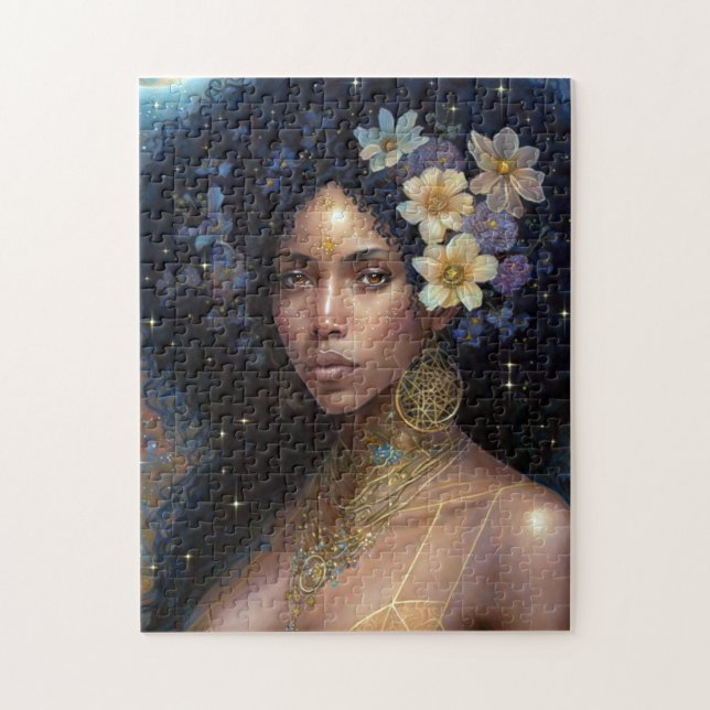 Puzzle La diosa negra afroamericana reina arte de fantasí (Vertical)