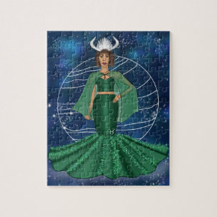 Puzzle La diosa zodiaca del tauro con el planeta gobernan