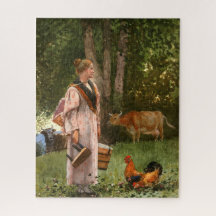 La doncella lechera (granja tradicional americana)