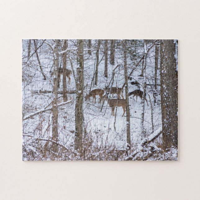 Puzzle La Familia Deer En Nieve (Horizontal)