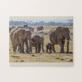 Puzzle La familia Elephant caminando