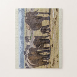Puzzle La familia Elephant caminando