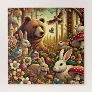 Puzzle La fascinante escena de Woodland con animales muy 