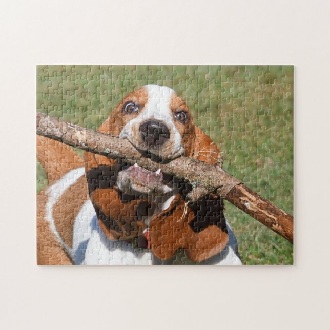 Puzzle La Felicidad Basset Es Un Palo (Horizontal)