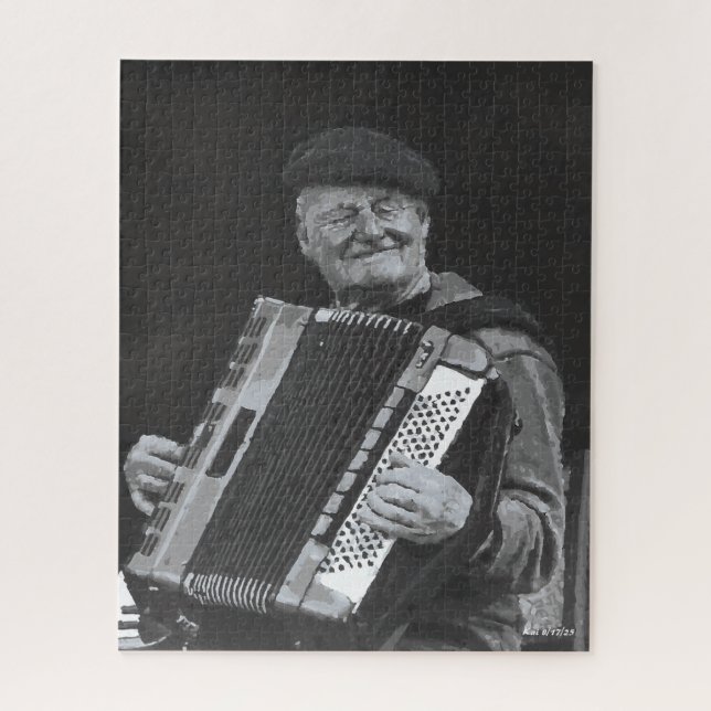 Puzzle La felicidad es arte negro y blanco, músico de Par (Vertical)