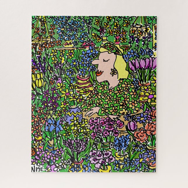 Puzzle La Florista Camuflada. Ilustracion sobre un (Vertical)