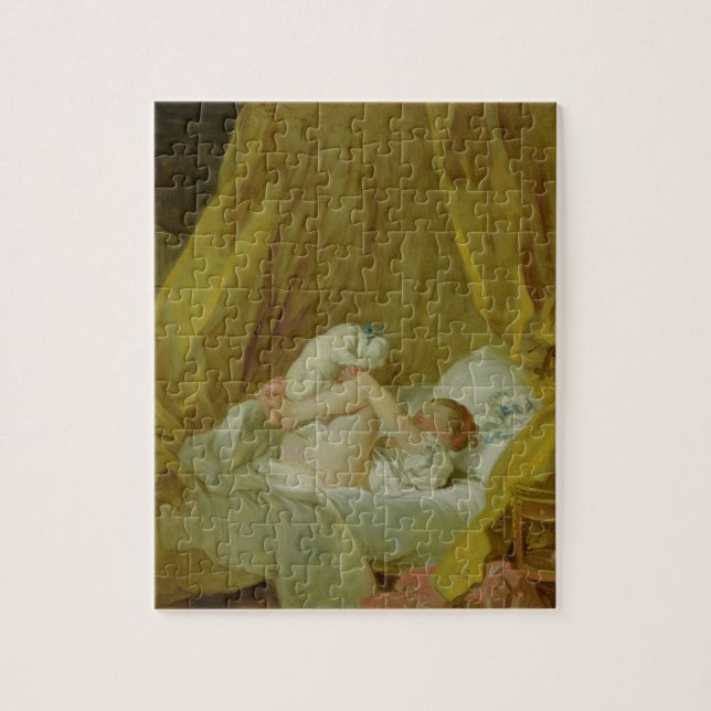 Puzzle "La Gimblette", chica con un perro, c.1770 (aceite (Vertical)