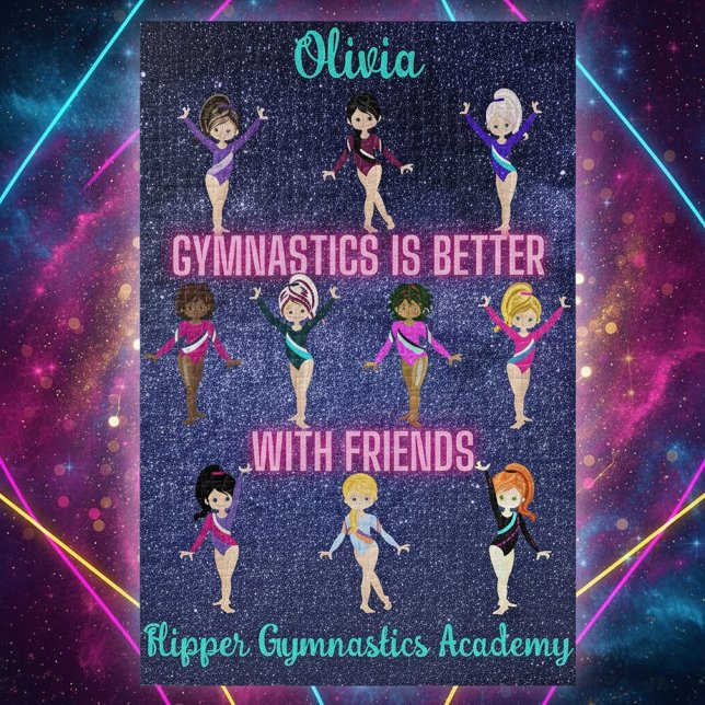 Puzzle La Gimnasia Es Mejor Con Los Amigos Personalizados (Personalized 'Gymnastics Is Better With Friends' Puzzle - Custom Name of Gymnast & Academy Gift)
