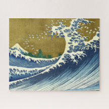La gran ola (arte japonés azul y oro, Hokusai)