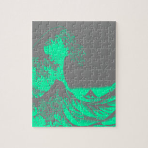 Puzzle La gran ola de marea verde y gris