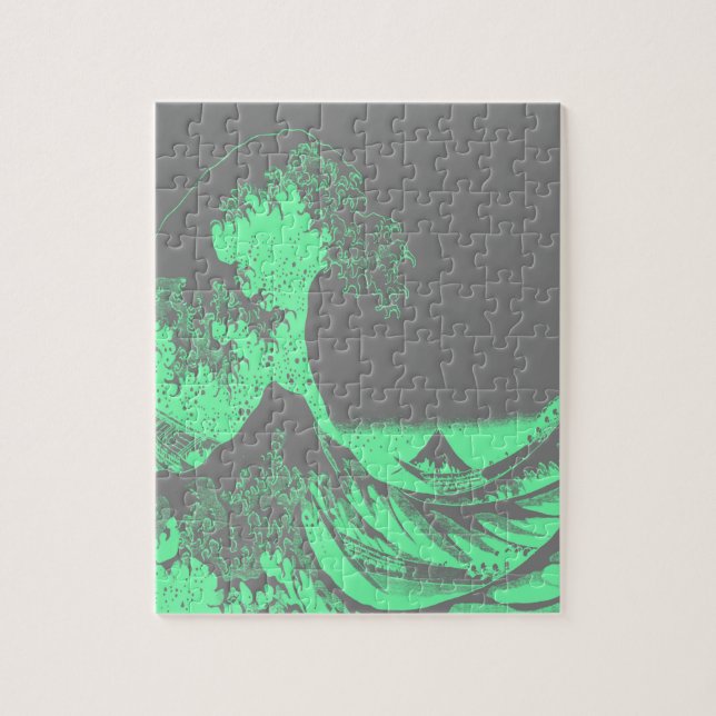 Puzzle La gran ola de marea verde y gris (Vertical)